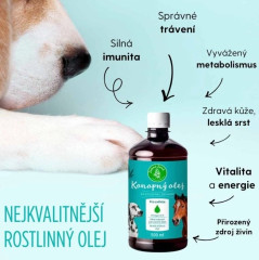 Konopný olej pro zvířata - za studena lisovaný - 500 ml (3)